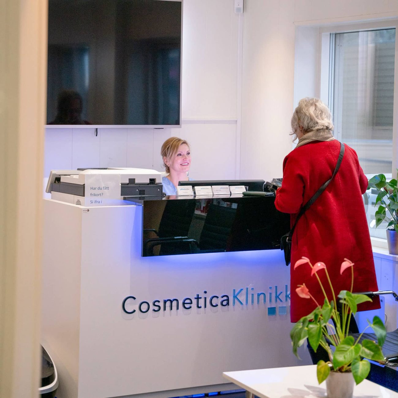 Resepsjonen ved Cosmeticaklinikken