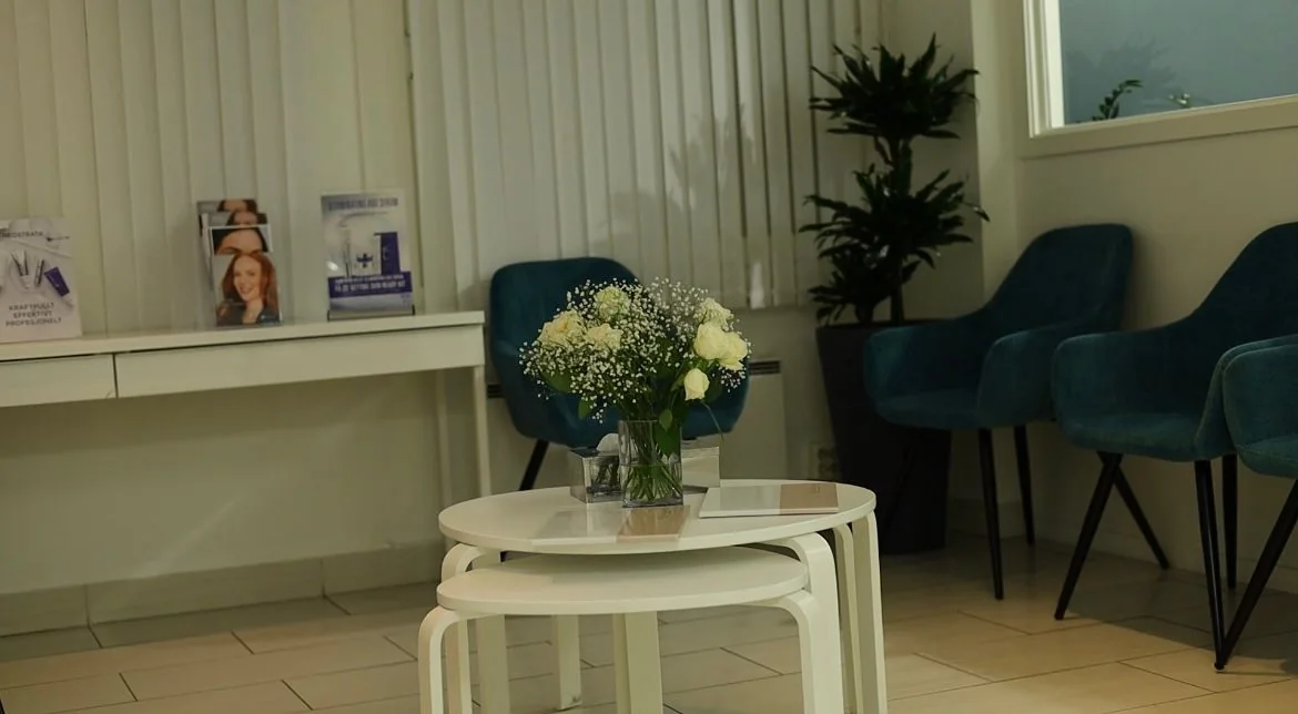 Ventesone med stoler og planter
